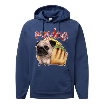 Pug Dog Funny Food Performance Fleece Hoodie