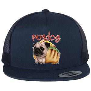 Pug Dog Funny Food Flat Bill Trucker Hat