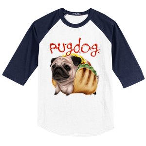 Pug Dog Funny Food Baseball Sleeve Shirt