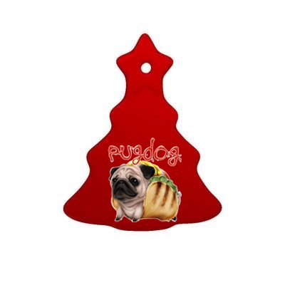 Pug Dog Funny Food Ceramic Tree Ornament