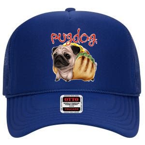 Pug Dog Funny Food High Crown Mesh Back Trucker Hat