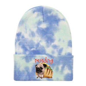 Pug Dog Funny Food Tie Dye 12in Knit Beanie