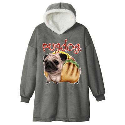 Pug Dog Funny Food Hooded Wearable Blanket