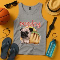 Pug Dog Funny Food Tank Top
