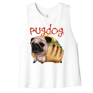 Pug Dog Funny Food Women's Racerback Cropped Tank