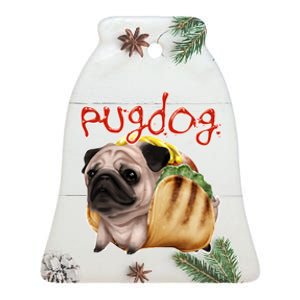 Pug Dog Funny Food Ceramic Bell Ornament