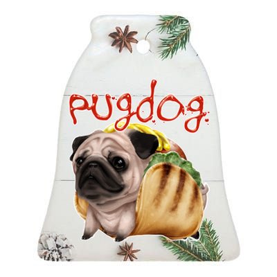 Pug Dog Funny Food Ceramic Bell Ornament