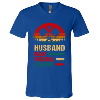 Pickleball Dad Funny Husband Dad Legend Vintage FatherS Day Gift V-Neck T-Shirt