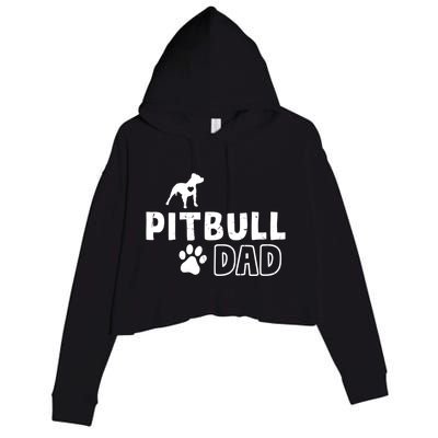 Pitbull Dad Funny Cute Dog Owner Adopt Rescue Fathers Day Gift Crop Fleece Hoodie