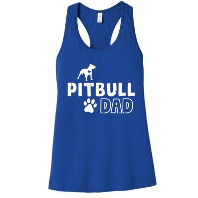 Pitbull Dad Funny Cute Dog Owner Adopt Rescue Fathers Day Gift Women's Racerback Tank