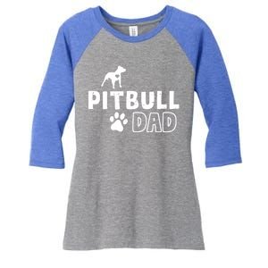 Pitbull Dad Funny Cute Dog Owner Adopt Rescue Fathers Day Gift Women's Tri-Blend 3/4-Sleeve Raglan Shirt