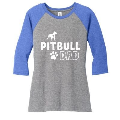 Pitbull Dad Funny Cute Dog Owner Adopt Rescue Fathers Day Gift Women's Tri-Blend 3/4-Sleeve Raglan Shirt