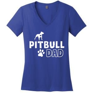 Pitbull Dad Funny Cute Dog Owner Adopt Rescue Fathers Day Gift Women's V-Neck T-Shirt