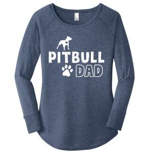 Pitbull Dad Funny Cute Dog Owner Adopt Rescue Fathers Day Gift Women's Perfect Tri Tunic Long Sleeve Shirt