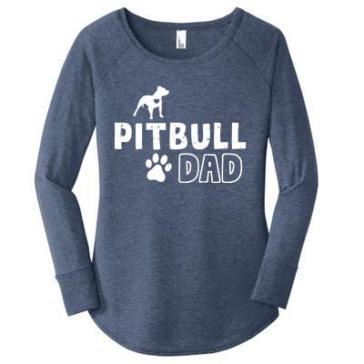 Pitbull Dad Funny Cute Dog Owner Adopt Rescue Fathers Day Gift Women's Perfect Tri Tunic Long Sleeve Shirt