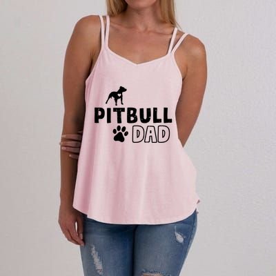 Pitbull Dad Funny Cute Dog Owner Adopt Rescue Fathers Day Gift Women's Strappy Tank