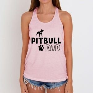 Pitbull Dad Funny Cute Dog Owner Adopt Rescue Fathers Day Gift Women's Knotted Racerback Tank