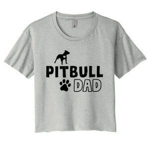 Pitbull Dad Funny Cute Dog Owner Adopt Rescue Fathers Day Gift Women's Crop Top Tee