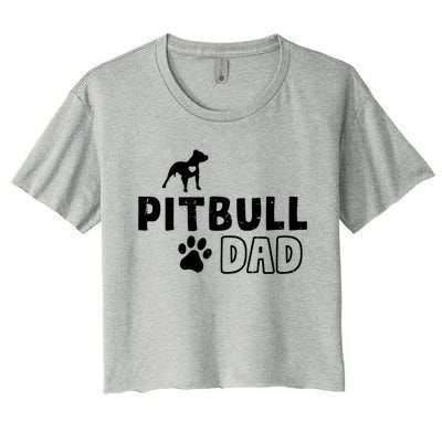 Pitbull Dad Funny Cute Dog Owner Adopt Rescue Fathers Day Gift Women's Crop Top Tee