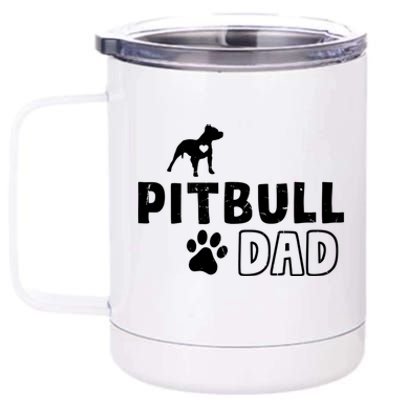 Pitbull Dad Funny Cute Dog Owner Adopt Rescue Fathers Day Gift 12 oz Stainless Steel Tumbler Cup