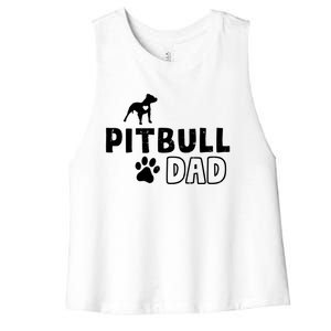 Pitbull Dad Funny Cute Dog Owner Adopt Rescue Fathers Day Gift Women's Racerback Cropped Tank