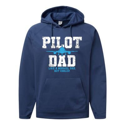 Pilot Dad Father Aviation Performance Fleece Hoodie