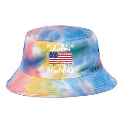 Proud Dad Grandpa Operation Enduring Freedom Veteran Gift Tie Dye Newport Bucket Hat