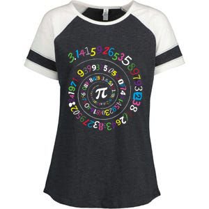 Pi Day Gift Spiral Pi Color Numbers Teacher Student Gift Enza Ladies Jersey Colorblock Tee