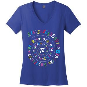 Pi Day Gift Spiral Pi Color Numbers Teacher Student Gift Women's V-Neck T-Shirt