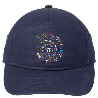 Pi Day Gift Spiral Pi Color Numbers Teacher Student Gift 7-Panel Snapback Hat