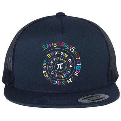 Pi Day Gift Spiral Pi Color Numbers Teacher Student Gift Flat Bill Trucker Hat