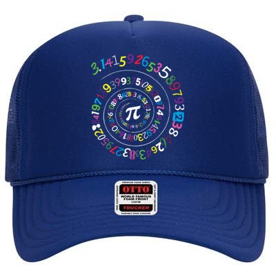 Pi Day Gift Spiral Pi Color Numbers Teacher Student Gift High Crown Mesh Back Trucker Hat