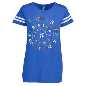 Pi Day Gift Spiral Pi Color Numbers Teacher Student Gift Enza Ladies Jersey Football T-Shirt