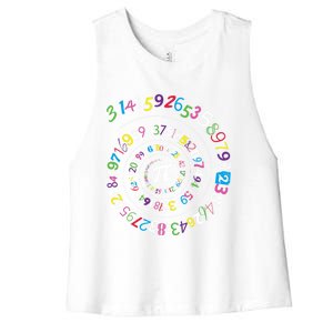 Pi Day Gift Spiral Pi Color Numbers Teacher Student Gift Women's Racerback Cropped Tank