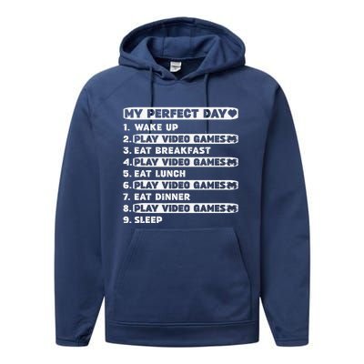 Perfect Day Gamer For Teen Brother Video Games Funny Performance Fleece Hoodie