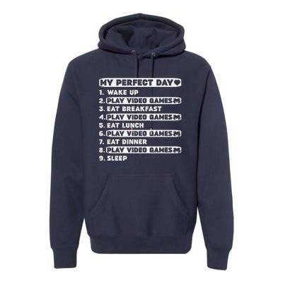 Perfect Day Gamer For Teen Brother Video Games Funny Premium Hoodie