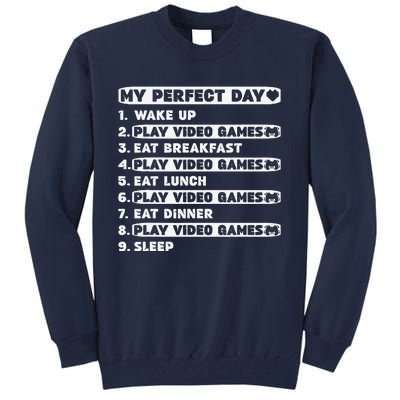 Perfect Day Gamer For Teen Brother Video Games Funny Tall Sweatshirt