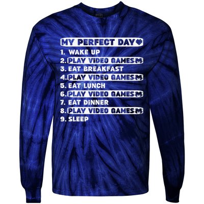 Perfect Day Gamer For Teen Brother Video Games Funny Tie-Dye Long Sleeve Shirt