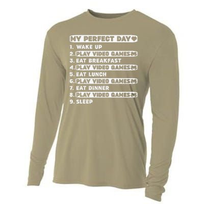 Perfect Day Gamer For Teen Brother Video Games Funny Cooling Performance Long Sleeve Crew