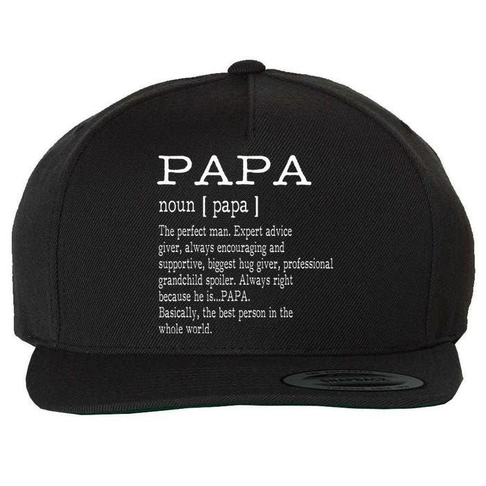 Papa Definition Grandpa Fathers Day Gifts Men Wool Snapback Cap