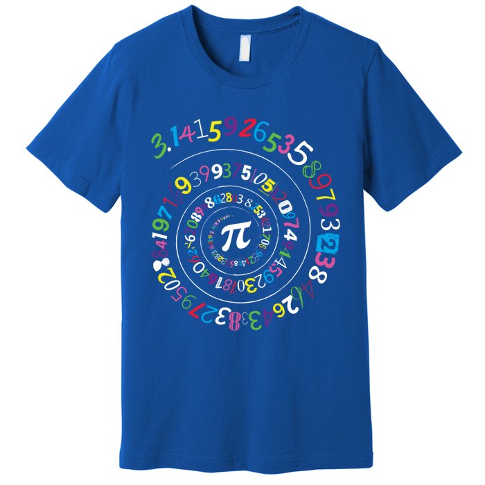 Pi Day Great Gift Spiral Pi Color Numbers Teacher Student Funny Gift Premium T-Shirt