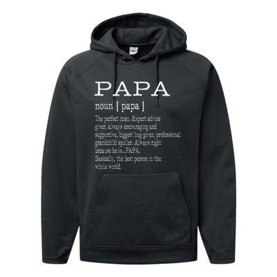 Papa Definition Grandpa FatherS Day Performance Fleece Hoodie