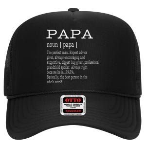 Papa Definition Grandpa FatherS Day High Crown Mesh Back Trucker Hat