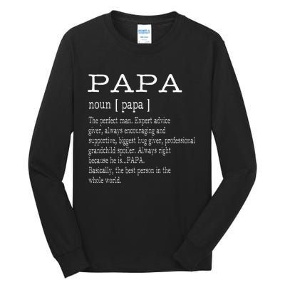 Papa Definition Grandpa FatherS Day Tall Long Sleeve T-Shirt