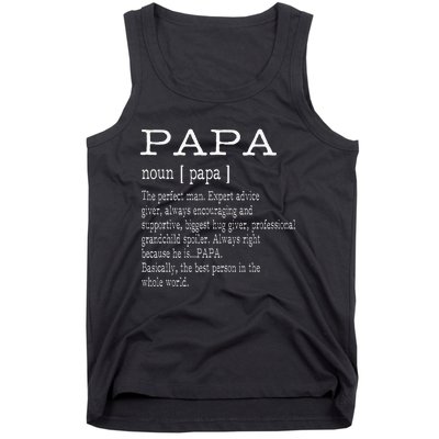 Papa Definition Grandpa FatherS Day Tank Top