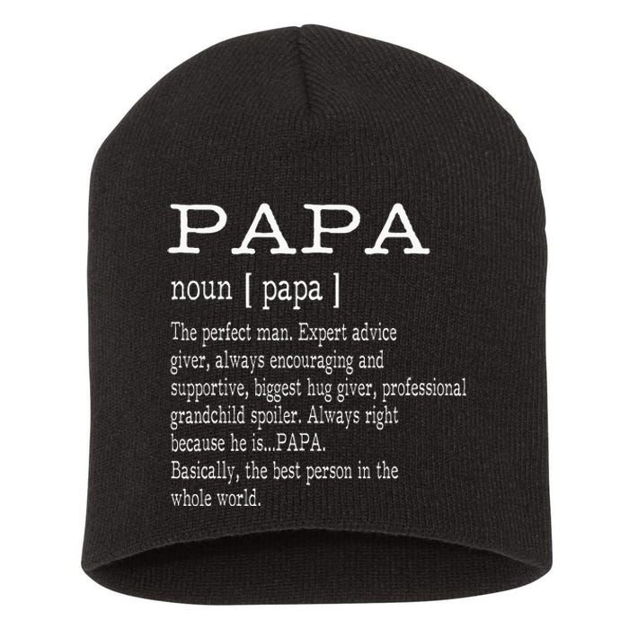 Papa Definition Grandpa FatherS Day Short Acrylic Beanie