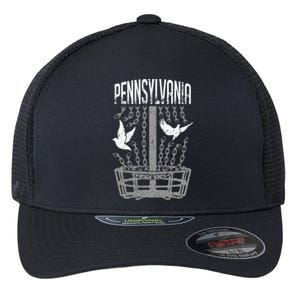 Pennsylvania Disc Golf Player Breaking Chains Birdie Gift Flexfit Unipanel Trucker Cap