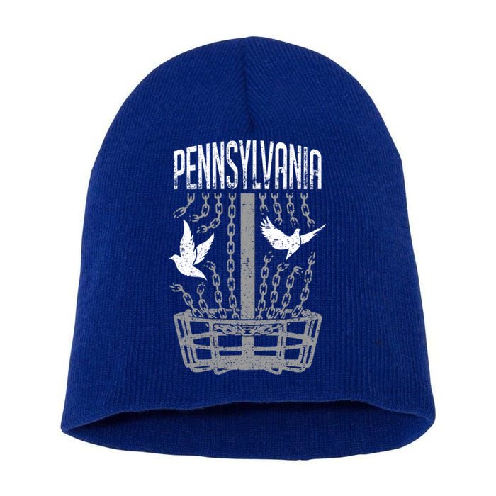 Pennsylvania Disc Golf Player Breaking Chains Birdie Gift Short Acrylic Beanie