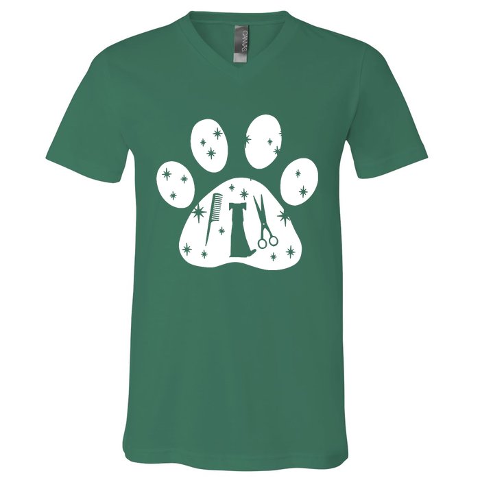 Paw Dog Groomer V-Neck T-Shirt