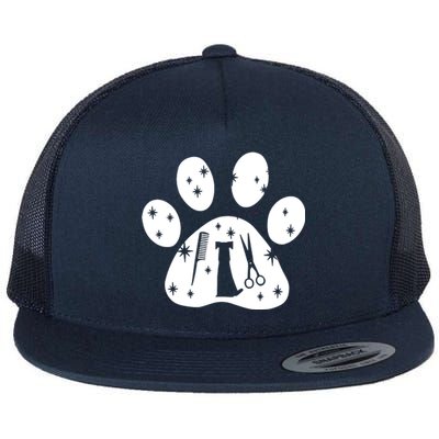 Paw Dog Groomer Flat Bill Trucker Hat